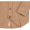 Organic Long Sleeve Flannel Button Down Shirt, Camel Herringbone - Button Downs - 2