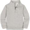 Long Sleeve Quilted Half Zip Pullover with Pocket, Quilted Light Gray Heather - Sweatshirts - 1 - thumbnail