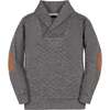 Long Sleeve Quilted Shawl Collar Sweatshirt with Elbow Patches, Quilted Dark Gray Heather - Sweatshirts - 1 - thumbnail