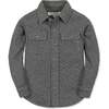 Long Sleeve Quilted Button Down Shirt Jacket, Quilted Dark Gray Heather - Button Downs - 1 - thumbnail