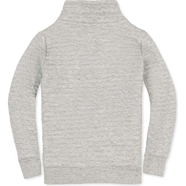 Long Sleeve Quilted Half Zip Pullover with Pocket, Quilted Light Gray Heather - Sweatshirts - 3