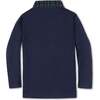 Organic Long Sleeve Polo Shirt with Woven Collar, Navy with Scottish Collar - Polo Shirts - 2