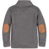 Long Sleeve Quilted Shawl Collar Sweatshirt with Elbow Patches, Quilted Dark Gray Heather - Sweatshirts - 4 - thumbnail