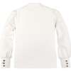 Long Sleeve Mock Neck Balloon Sleeve Top, Soft White Mock Neck - Blouses - 2