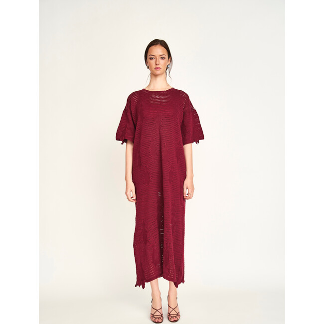 Madagascar Pointelle Dress, Black Cherry