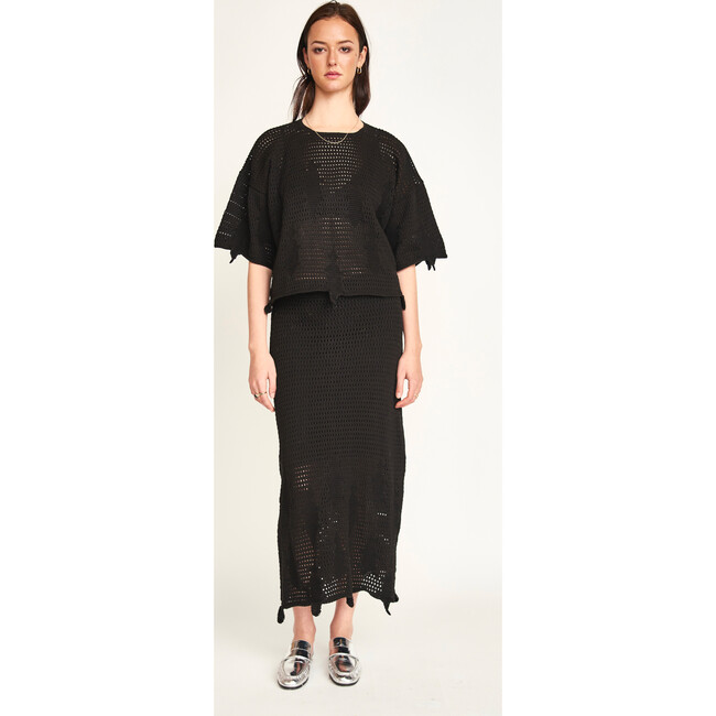 Lokaro Pointelle Skirt, Black