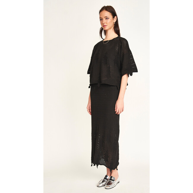 Lokaro Pointelle Skirt, Black - Skirts - 2