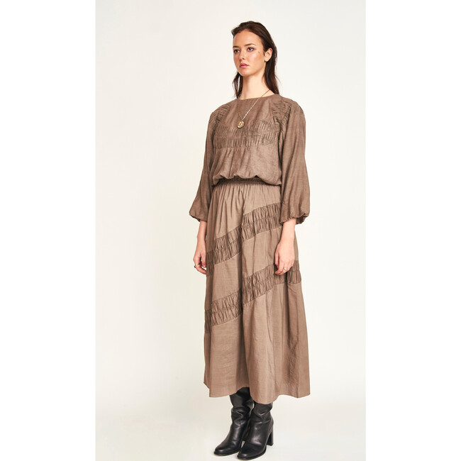 Andaman Ruched Blouse, Walnut - Blouses - 2