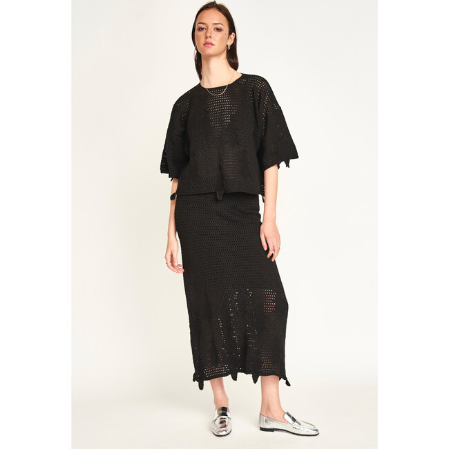 Lokaro Pointelle Skirt, Black - Skirts - 4