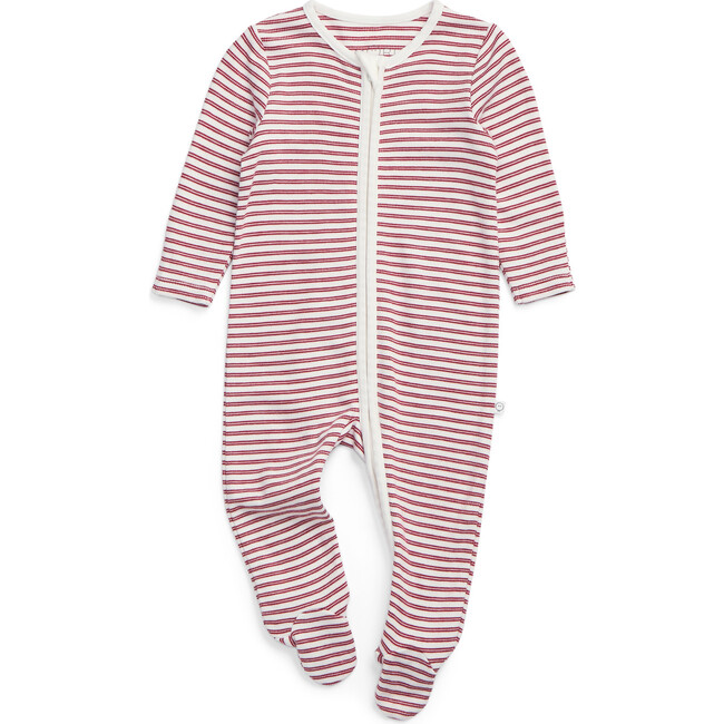 Stripe Two Way Zip-Up Sleepsuit Red Stripe