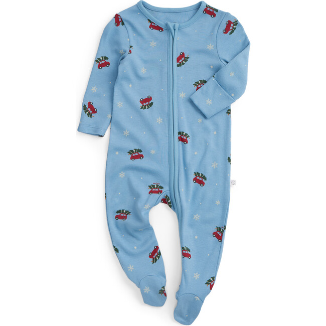 Snowy Car Two Way Zip-Up Sleepsuit Christmas Car Print