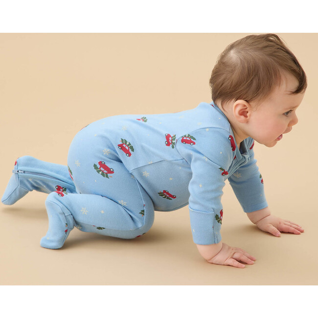 Snowy Car Two Way Zip-Up Sleepsuit Christmas Car Print - Footie Pajamas - 2