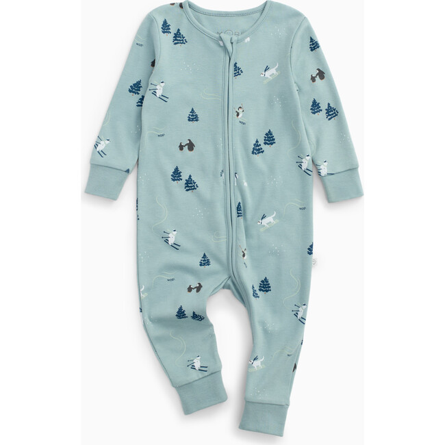Snowy Car Two Way Zip-Up Romper Christmas Car Print