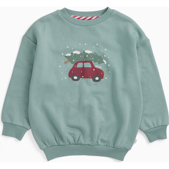 Snowy Car Sweatshirt Frosted Mint