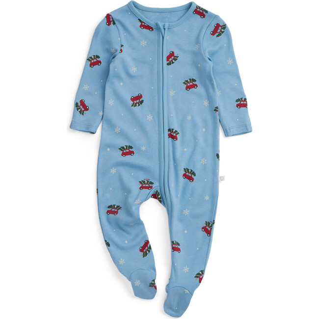 Snowy Car Two Way Zip-Up Sleepsuit Christmas Car Print - Footie Pajamas - 3