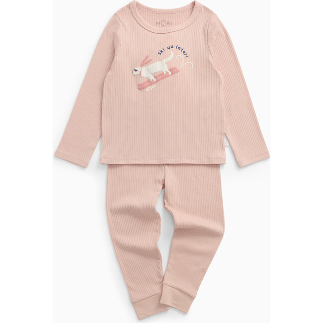 Ski Dog Ribbed Pajamas Pink