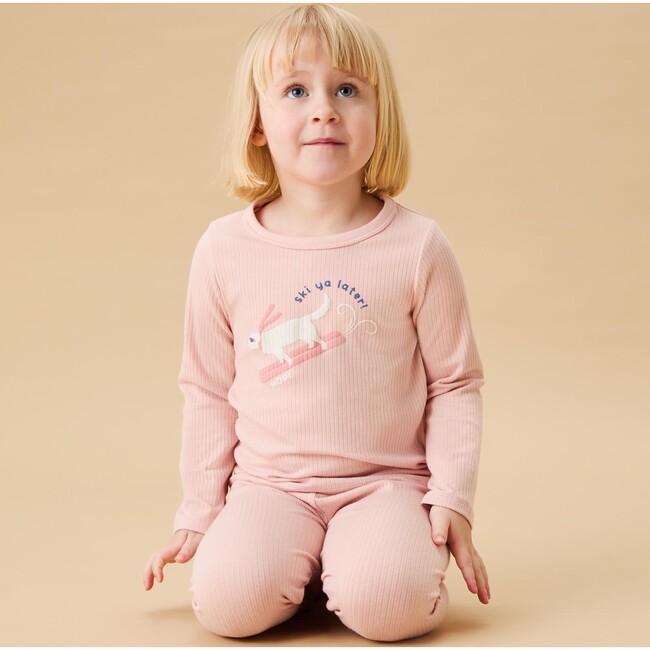 Ski Dog Ribbed Pajamas Pink - Pajamas - 2