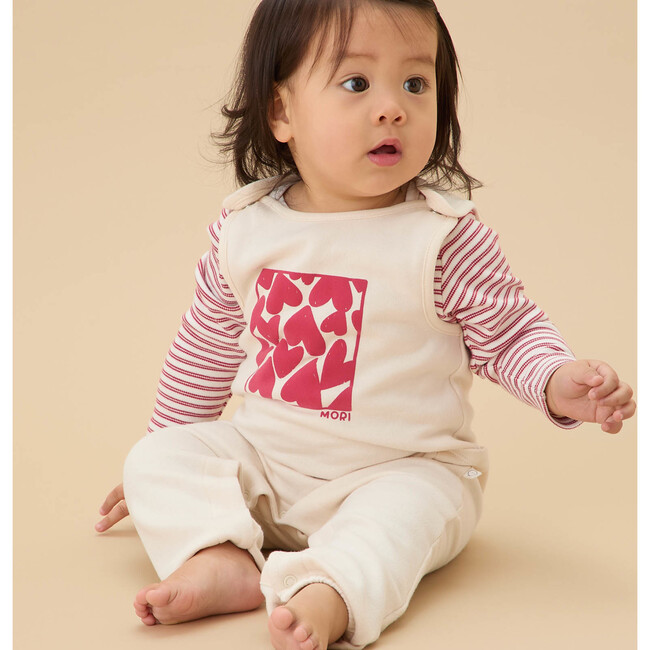Hearts Dungarees  Cream & Red