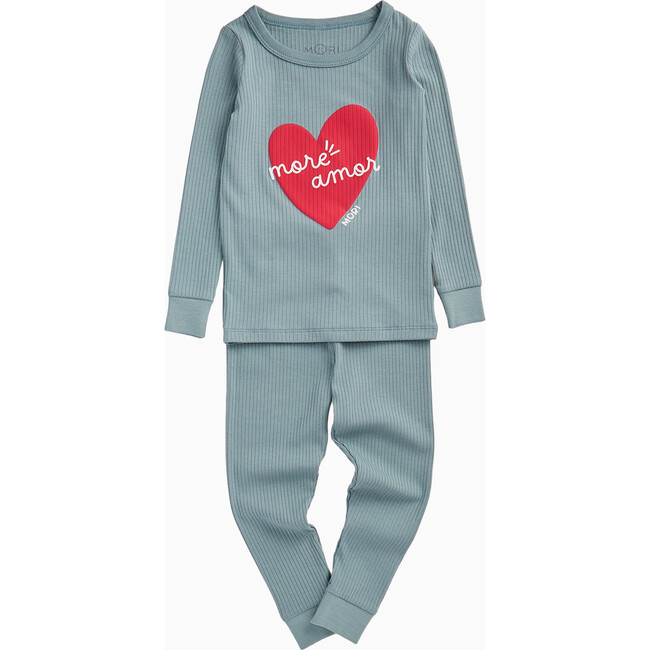 More Amor Placement Ribbed Pajamas Sky Blue
