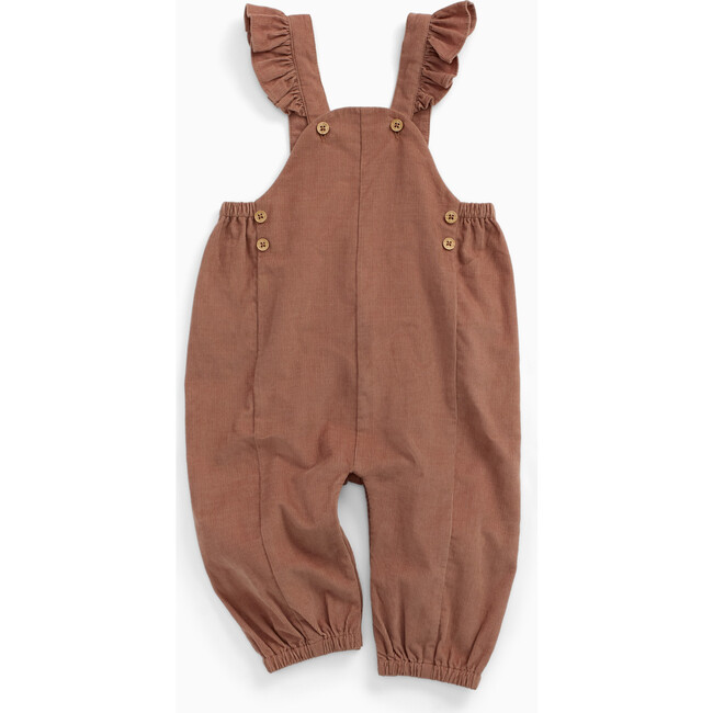 Frilled Corduroy Overalls Mocha Mousse