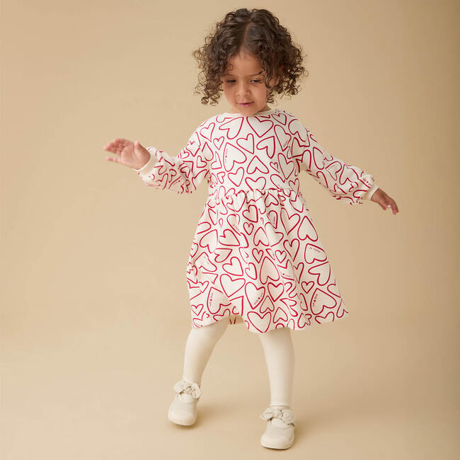 Hearts Dress Cream & Red