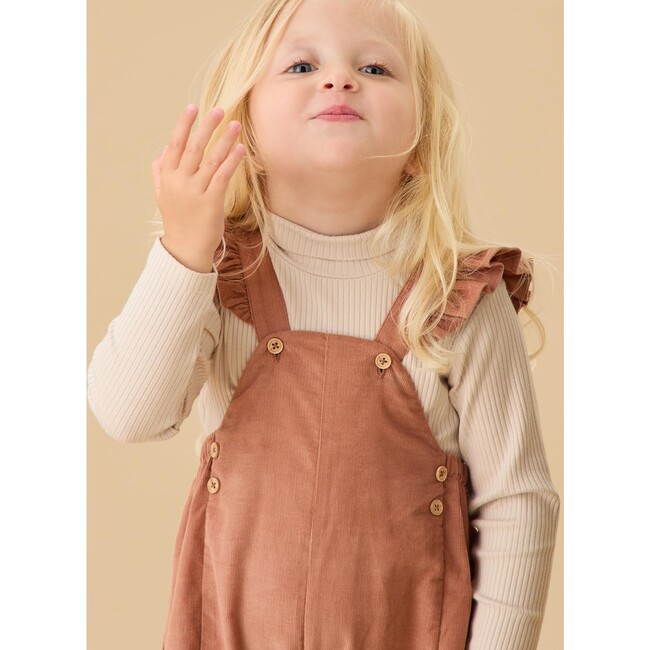 Frilled Corduroy Overalls Mocha Mousse - Overalls - 2