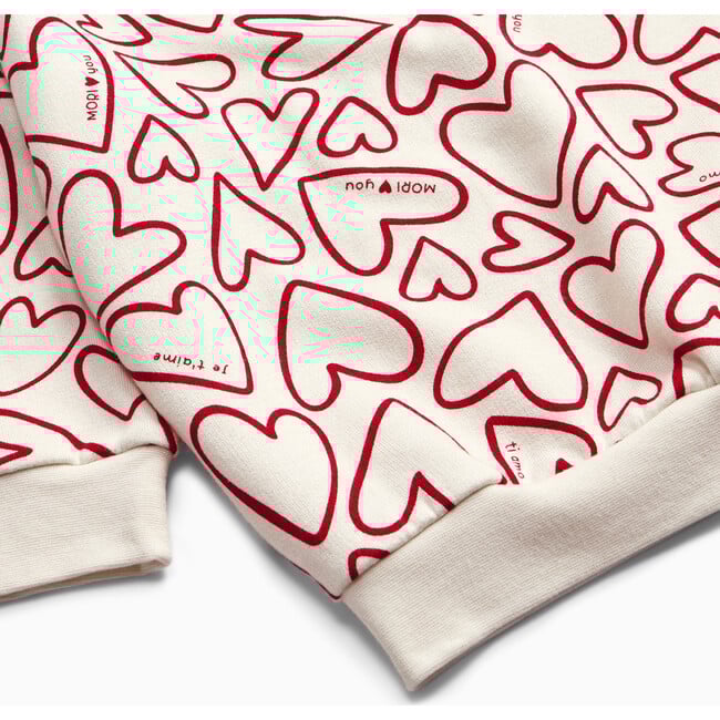 Hearts Oversized Sweatshirt Cream & Red - Sweatshirts - 3