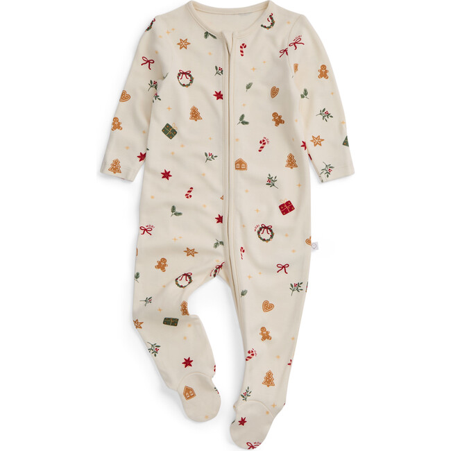 Christmas Two Way Zip-Up Sleepsuit White Christmas