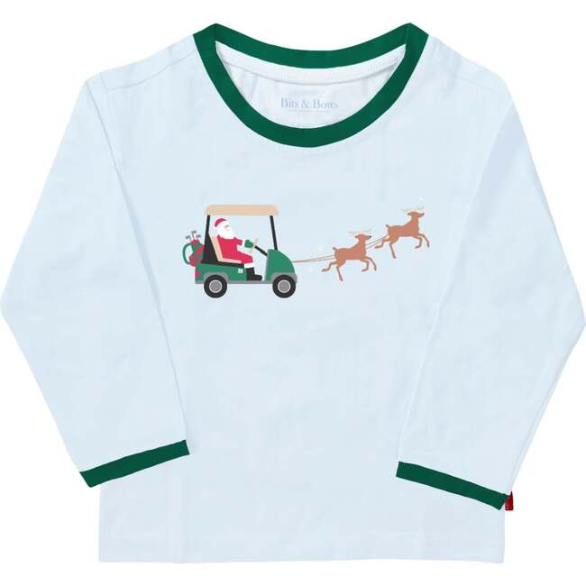 Golf Cart Santa Long Sleeve Shirt, Blue