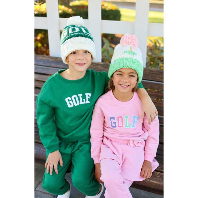 Golf Flag Bobble Hat/Mittens Bundle, Pink - Winter Hats - 3