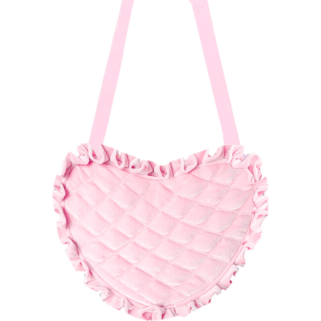 Quilted Velvet Heart Purse, Pink