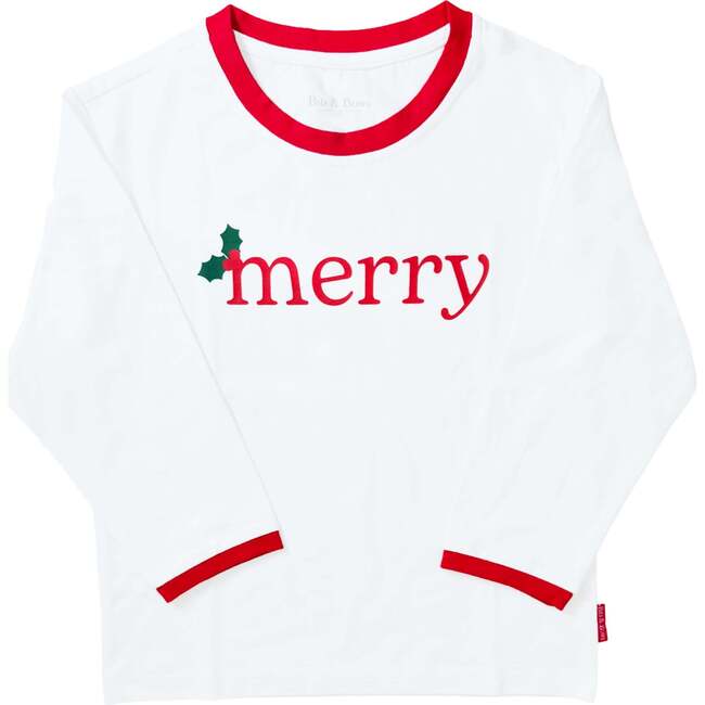 Merry Long Sleeve Shirt, White/Red