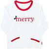 Merry Long Sleeve Shirt, White/Red - T-Shirts - 1 - thumbnail