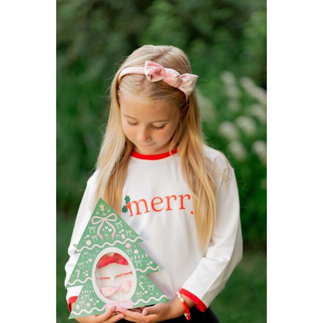 Merry Long Sleeve Shirt, White/Red - T-Shirts - 3