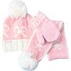 Bows Bobble Hat/Mittens/Scarf Bundle, Pink - Mixed Accessories Set - 1 - thumbnail