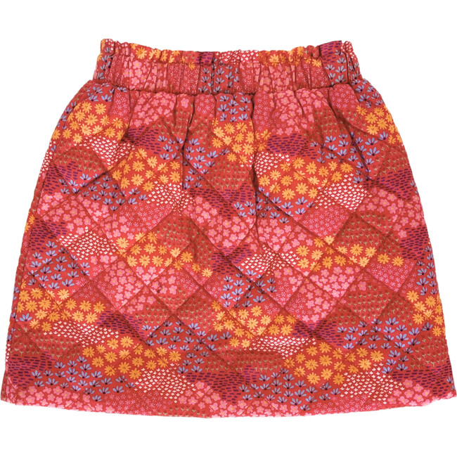Quilted Skirt, Red Floral