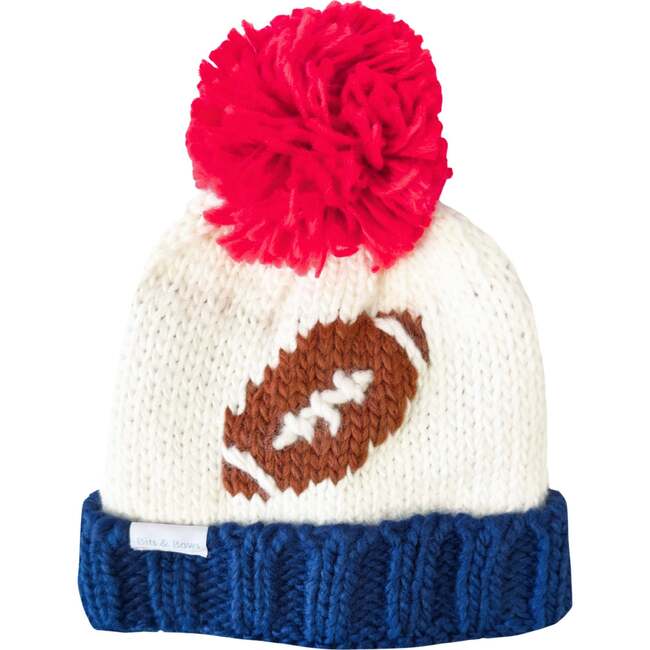 Football Bobble Hat/Mittens Bundle, Blue - Winter Hats - 2
