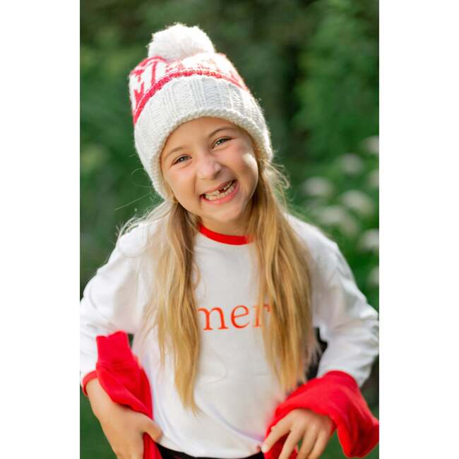 Merry Long Sleeve Shirt, White/Red - T-Shirts - 5