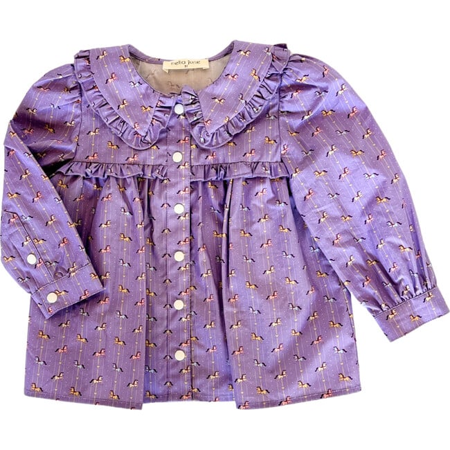 Ruffle Trim Blouse, Purple Carousel