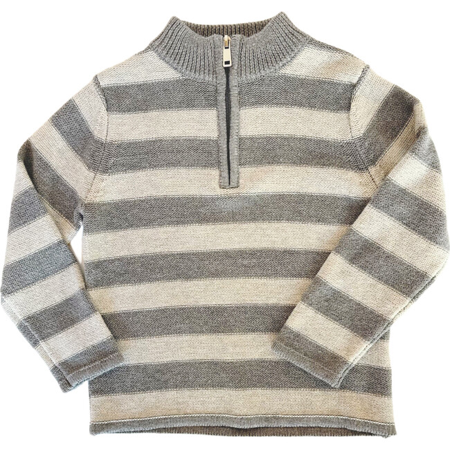 Boys' Half Zip Sweater, Gray Stripe
