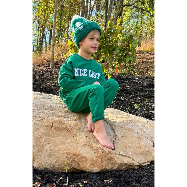Evergreen Bobble Hat/Mittens Bundle, Green - Winter Hats - 4