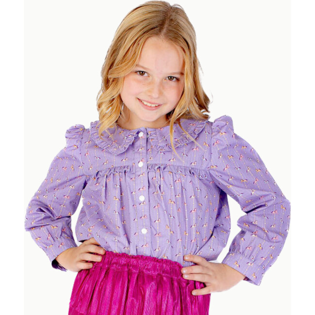 Ruffle Trim Blouse, Purple Carousel