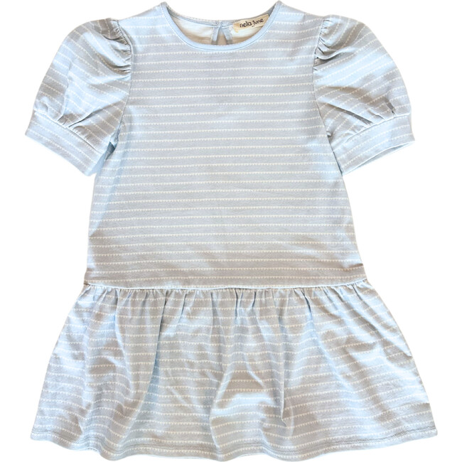 Puff Sleeve Tennis Dress, Blue & White Heart Stripe