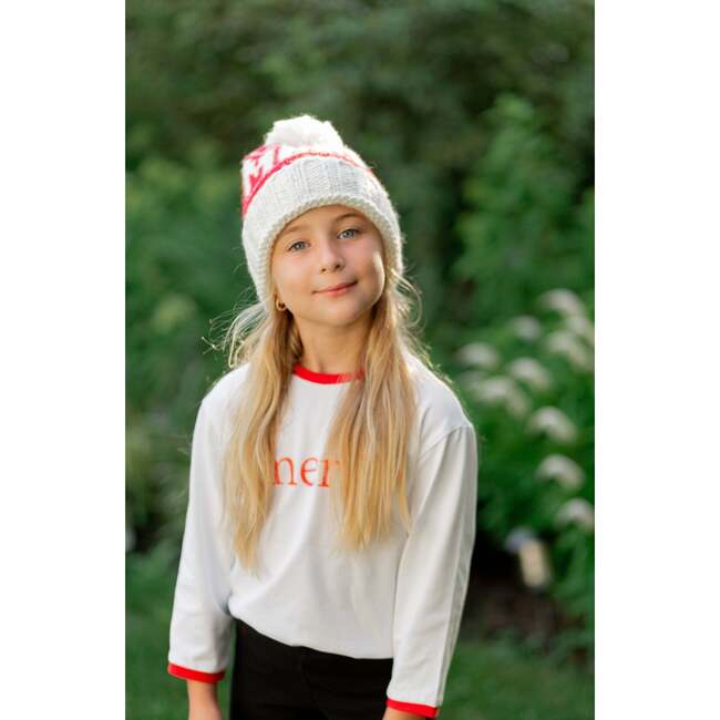 Merry Long Sleeve Shirt, White/Red - T-Shirts - 6