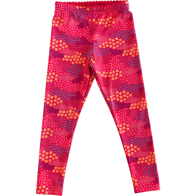 Nylon Leggings, Red Floral