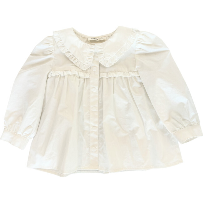 Ruffle Trim Blouse, White
