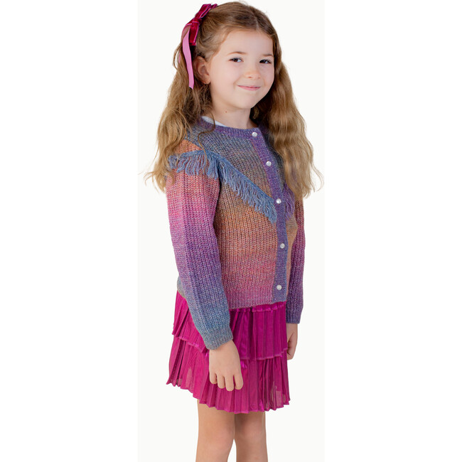 Fringe Cardigan, Dark Rainbow