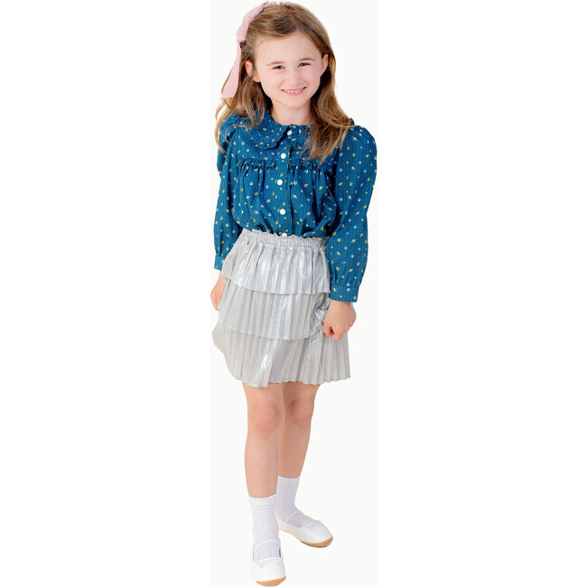 Ruffle Trim Blouse, Space