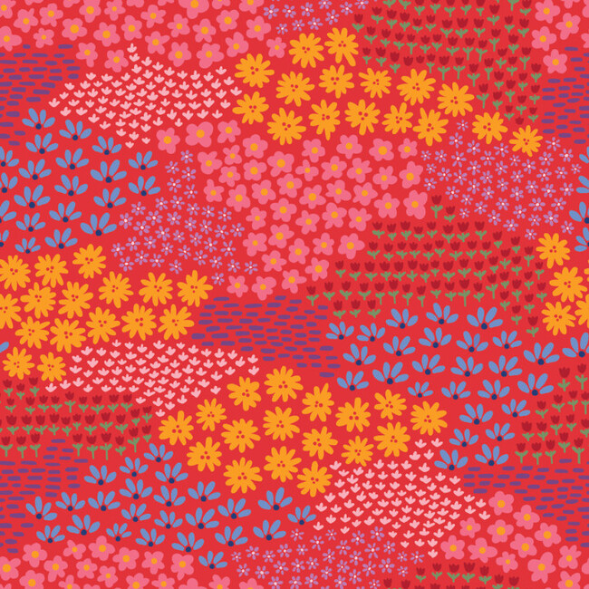 Lace Trim Dress, Red Floral