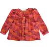 Ruffle Trim Blouse, Red Floral - Blouses - 1 - thumbnail